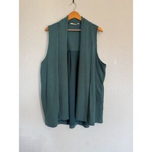 Soft Surroundings Sweater Women 2x Teal Long Vest Cardigan Sleeveless Layering